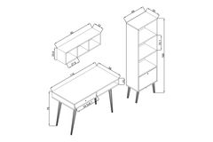 Bi̇Mossa Janus Bureau Met Planken En Boekenkast, Mand Wit, U5020