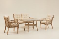 Pirus Rattan 2+1+1 Tuinloungeset, Beige
