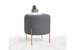 Copper Ronde Poef, Donkergrijs
