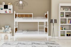 Star Stapelbed, 90x190cm, Wit en Walnoot