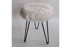 Impala Pluche Poef, Wit