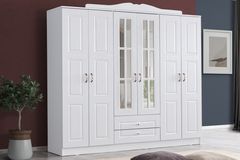 Country West Kledingkast met 6 Deuren, Wit