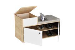 Elegante Schoenenkast, Wit en Eik