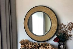 Wood Ronde Wandspiegel 97 cm, Zwart