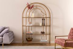 Lola Curve Bookcase, 120 cm, Brass