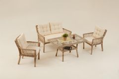 Pirus Rattan 2+1+1 Tuinloungeset, Beige