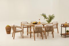Monte Carlo Houten Tuinset, 6 Zits, Creme