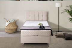 Paris Boxspringbed met Hoofdbord, 90x200 cm, Creme