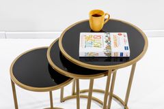 Circles Glazen Zettafels, Zwart en Mat Goud