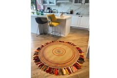 Milda Regina Rond Jute Tapijt, 200x200 cm