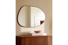 Lyn Home Oval Asymmetric Wall Mirror, 75 x 55 cm, Black