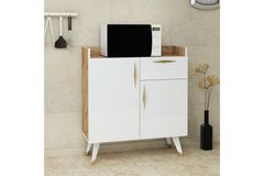 Agata Kitchen Cabinet, White & Light Wood