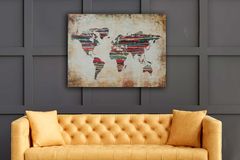 Wereldkaart Afbeelding Op Canvas