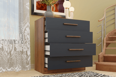 Almina Chest of Drawers, Grey & Walnut