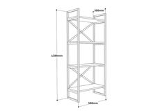 Voyage Metal Bookcase, 138 cm, Light Wood & Black