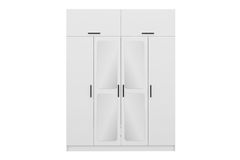 Medway Tideway Kledingkast met 4 Deuren, Bovenkast en Spiegel, Wit