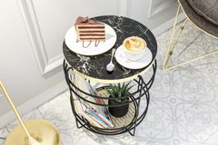 Bino Avant-Garde Bijzettafel met Rekken & Gouden Poten
