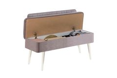 Vina Opbergbank Gestoffeerd, Wit & Lichtgrijs