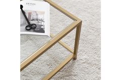 Neostyle Rectangular Glass Coffee Table, Brass