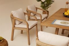 Monte Carlo Houten Tuinset, 6 Zits, Creme