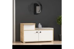 Elegante Schoenenkast, Wit en Eik