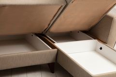 Alcoon Hoekbank met Slaapfunctie, Beige