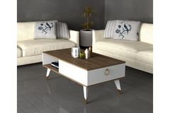 Delux Coffee Table, White & Walnut
