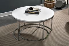 Vita Coffee Table Set, White & Silver
