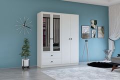 Metalia Novado Kledingkast met 4 Deuren, 2 Lades en Spiegel