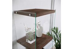 Niagara Tempered Glass Bookcase, 120 cm, Walnut