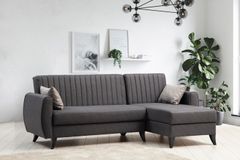 Alcoon Hoekbank met Slaapfunctie, Donkergrijs
