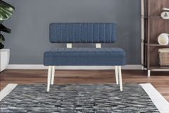 Vina Opbergbank Gestoffeerd, Wit & Donkerblauw