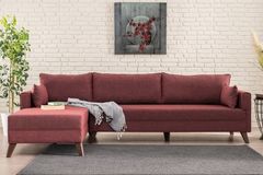 Bella Soft Mini Hoekbank Links, Wijnrood