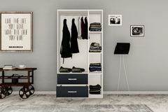 Modena Kledingkast met 3 Deuren en 2 Lades, Wit en Antraciet