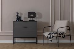 Milvaki Moon Bedside Table, Dark Grey & Black