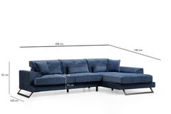 Frido Hoekbank Rechts, Blauw, Stof kan veranderd worden