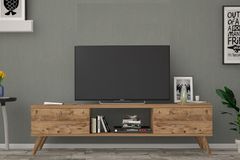 Eleanor TV-Meubel met Houten Poten, 140 cm, Pijnboom