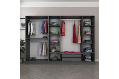 Medway Tideway Kledingkast met 6 Deuren en 2 Lades, 190 cm, Antraciet
