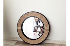 Wood Ronde Wandspiegel 57 cm, Zwart