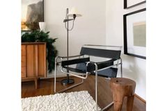 Sohomanje Leather Accent Chair, Black & Chrome