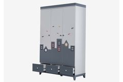 City Kledingkast met 3 Deuren, Grijs