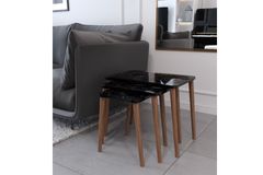 Leitha Zettafels Set met Houten Poten, Zwart Marmer
