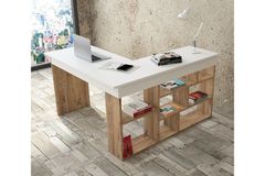 Boston Study Desk, White & Light Wood