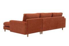 Merlin Mini Hoekbank, Natuurlijke Poten, Dunne Armleuning, Fluwelen , Steenrood