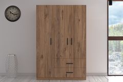 Amica Kledingkast met 3 Deuren & 2 Lades, Walnoot