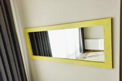 Wood Rechthoekige Staande Spiegel, 100x40 cm, Geel