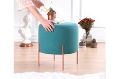 Copper Ronde Poef, Groenblauw