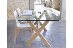 Gle 4-6 Seater Glass Dining Table, Light Wood