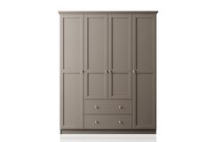 Zenio Side 4 Door with 2 Drawers Wardrobe, Grey