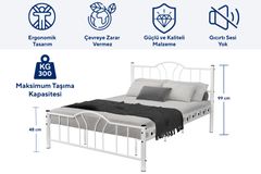 Bella Metalen Bedframe, 140x190 cm, Wit